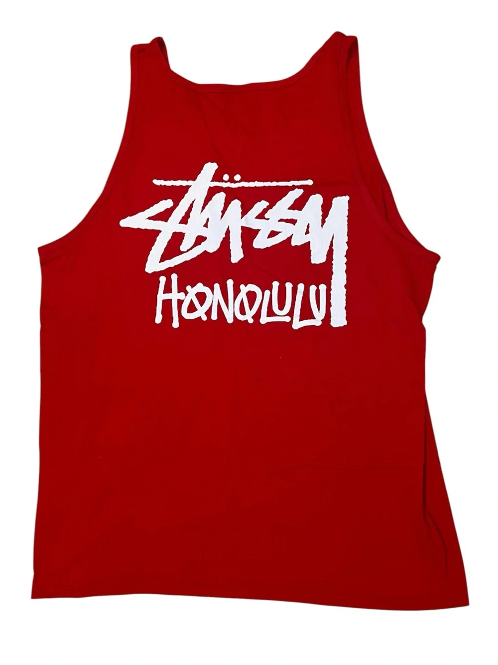 Stussy Honolulu Red Logo Tank Top - Men's Swim